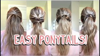 HOW TO EASY PONYTAILS FOR SUMMER MEDIUM amp LONG HAIRSTYLES [upl. by Doownelg975]