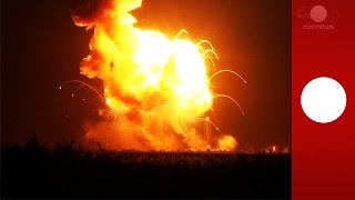 Closeup footage NASA Antares rocket explodes seconds after takeoff [upl. by Melise]