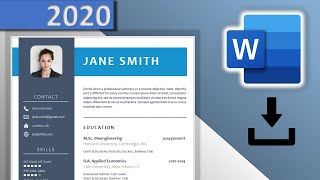 CV Template Word DOWNLOAD FREE ⬇ 2020 😱  Blue Resume Design with Icons ✪ DOCX ✪ [upl. by Onaivatco]