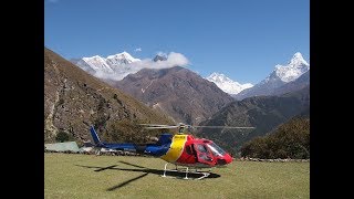 Mt Everest Tour Helicopter Arrival amp Loading on Sketchy Helipad [upl. by Noxas]