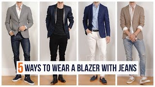 How to Wear A Blazer With Jeans  Casual Men’s Fashion  Spring Outfit Inspiration [upl. by Orford]