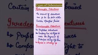 Types pf debentures  redeemable amp irredeemable debentures [upl. by Laro606]