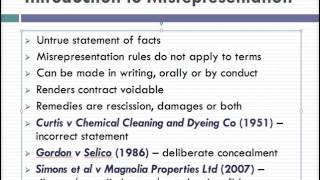 Misrepresentation Lecture 1 of 4 [upl. by Enneiluj]