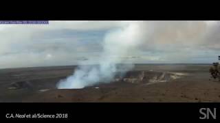 Watch Kilaueas summit caldera collapse  Science News [upl. by Varin]