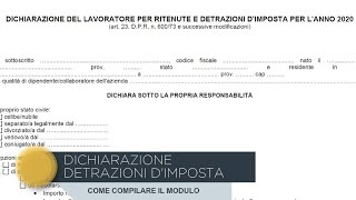 Come compilare modulo detrazioni dimposta [upl. by Zingg751]