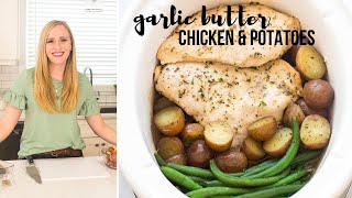 Garlic Butter Crockpot Chicken and Potatoes  The Recipe Rebel [upl. by Anerac]