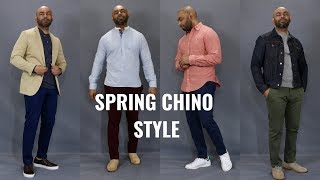 How To Wear Chinos Spring 20194 Chino Outfits [upl. by Ziza643]