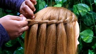 EASY Waterfall Braid Hair Tutorial for STRAIGHT amp CURLY HAIR  Waterfall hairstyle for beginners [upl. by Damicke]