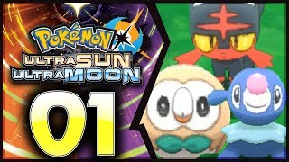 Pokemon Ultra Sun and Moon Part 1  Litten Rowlet and Popplio 100 Walkthrough [upl. by Cirdec]