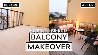 DIY BALCONY MAKEOVER ✨ RENTER FRIENDLY [upl. by Leahciam]