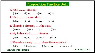 Preposition objective questions  Preposition in english grammar  Prepositions practice exercises [upl. by Ibbor877]