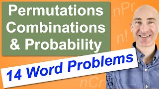 Permutations Combinations amp Probability 14 Word Problems [upl. by Dekow795]