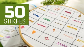 50 Hand Embroidery Stitches Beginners Tutorials by HandiWorks [upl. by Star]