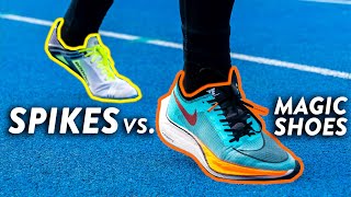 Track Spikes VS Nike ZoomX Vaporfly Next [upl. by Ahsuatal]