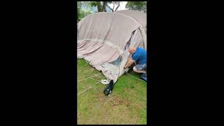 Pitching the Berghaus Air 6 XL Polycotton using an electric pump [upl. by Secnirp]