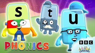 Phonics  Learn to Read  Letters S T U  Alphablocks [upl. by Ahsekam]