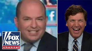 Tucker reacts to Brian Stelter being roasted by guest on his own show [upl. by Nnaylloh]