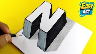 🔴 COMO Dibujar LETRAS en 3D LETRA N ⭐ how to draw the letter N 3D ► Dibujar letras BONITAS en 3D [upl. by Kreitman501]