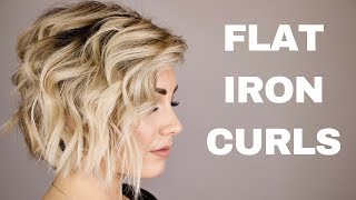 HOW TO CURL WITH A FLAT IRON  short hair [upl. by Neerod]