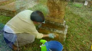 How to Clean a Stone Grave Marker [upl. by Aimahc]