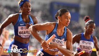 Allyson Felixs sub50 second leg helps USA advance to 4x400 finals  NBC Sports [upl. by Dez]