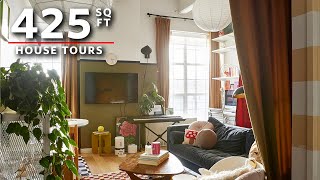 House Tours A Colorful Transformed 425 Sq Ft Studio Apartment in Brooklyn NY [upl. by Odlaner325]